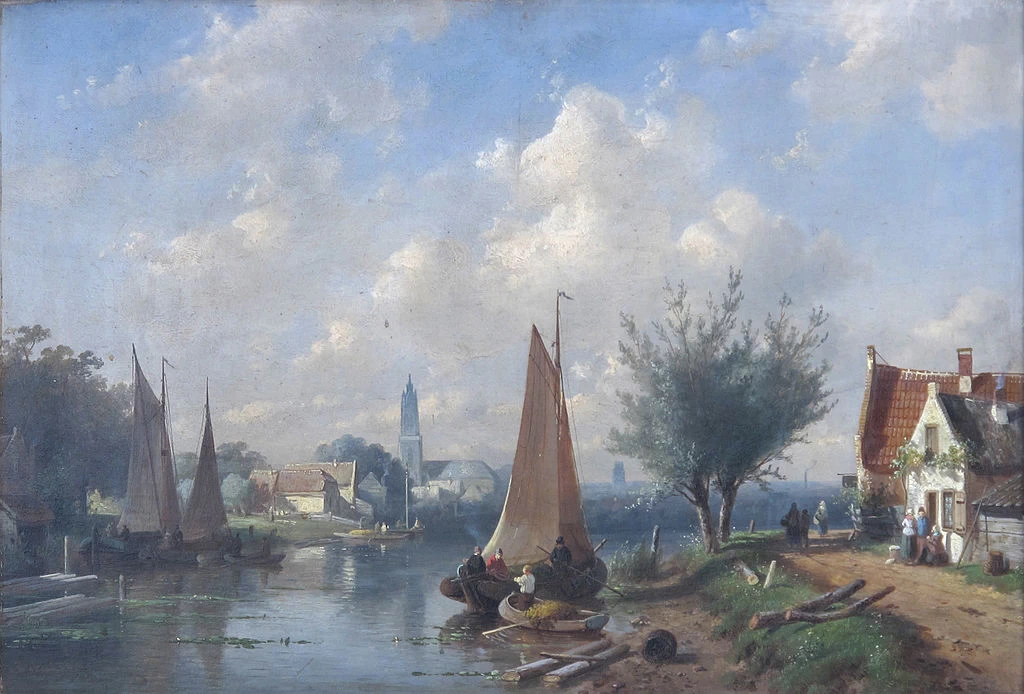 Charles Leickert - Paesaggio fluviale e chiesa
